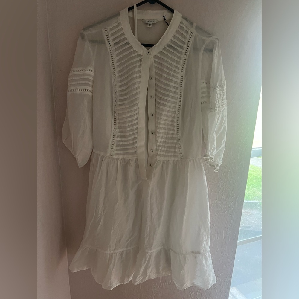 Guess White Long Sleeve Dress